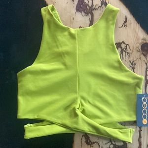 Becco Pea Green Athletic Sports Bra Top women size M